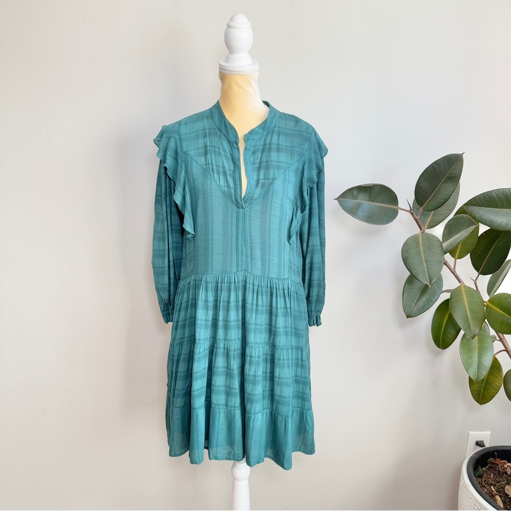 Amadi Anthropologie Rossi Teal Ruffle Dress - Picture 2 of 7